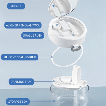 💖Hot 45% OFF🌹🦷 Retainer Cleaner Case Box with Drain Tray, Mirror & Brush