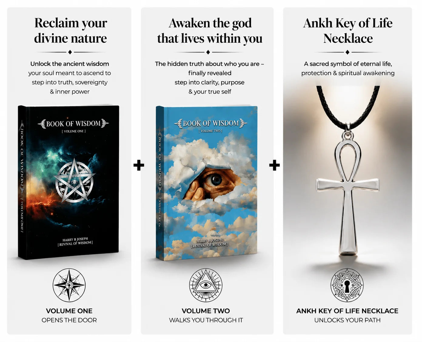 Volume 1 &2 & Ankh Key of Life Necklace