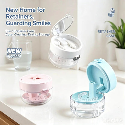 💖Hot 45% OFF🌹🦷 Retainer Cleaner Case Box with Drain Tray, Mirror & Brush
